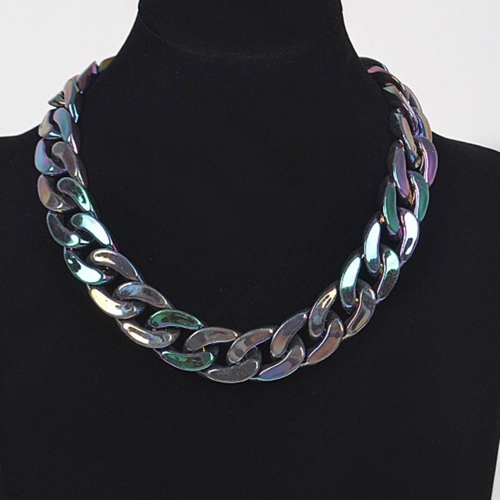 Multicolored Cuban Chain Collar Statement Necklace